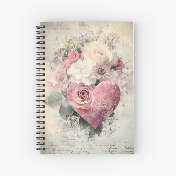 Item preview, Vintage floral arrangement with heart and roses and textured background designed and sold by olenapetol.