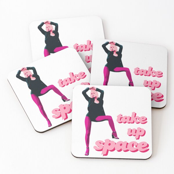 Item preview, Take Up Space - proud stance woman wide leg pose with bold pink magenta tights font designed and sold by RabbitHoleThings.