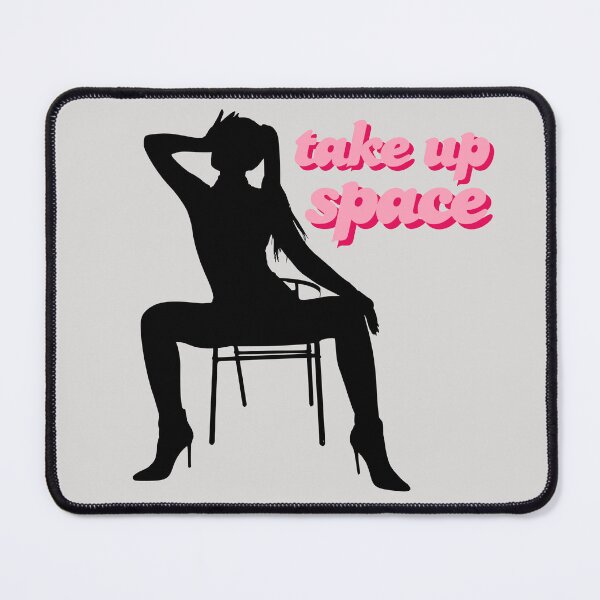 Item preview, Take Up Space - black silhouette woman dramatic wide leg sitting pose pink font designed and sold by RabbitHoleThings.