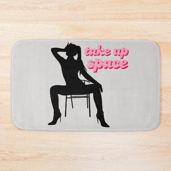 Item preview, Take Up Space - black silhouette woman dramatic wide leg sitting pose pink font designed and sold by RabbitHoleThings.