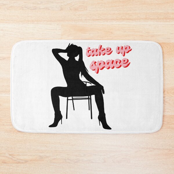 Item preview, Take Up Space - black silhouette woman dramatic wide leg sitting pose red bubble font vintage retro designed and sold by RabbitHoleThings.