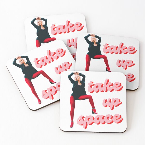 Item preview, Take Up Space - bold woman wide leg pose with red tights designed and sold by RabbitHoleThings.