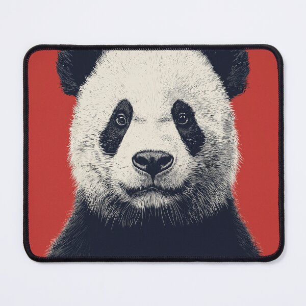Aperçu de l'œuvre Portrait de panda – Fond rouge minimaliste et graphique créée et vendue par Thorrdu.
