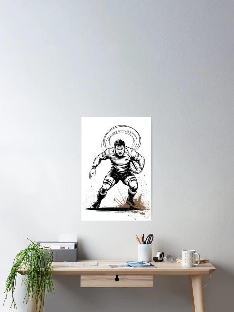 Thumbnail 2 of 3, Poster, Dynamic Rugby Player Intensity designed and sold by ShadowAndSlate.