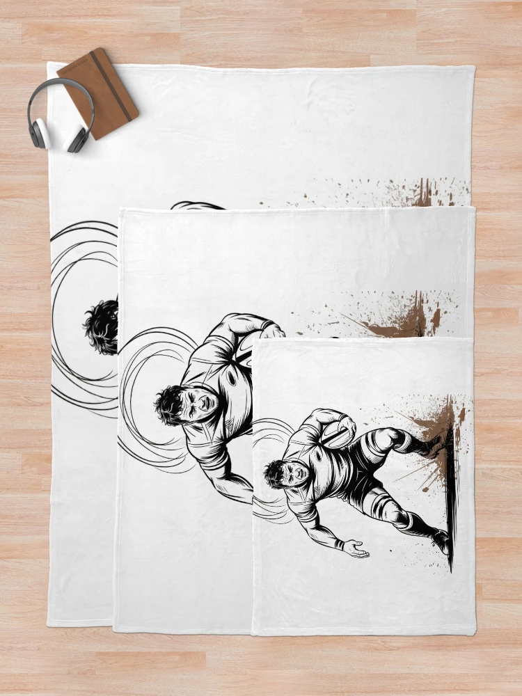 Thumbnail 5 of 6, Throw Blanket, Dynamic Rugby Player Intensity designed and sold by ShadowAndSlate.