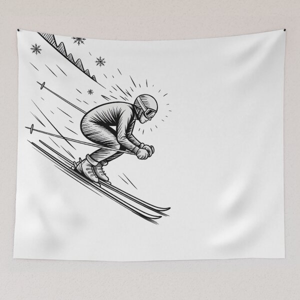 Item preview, Dynamic Downhill Skier Sketch designed and sold by ShadowAndSlate.