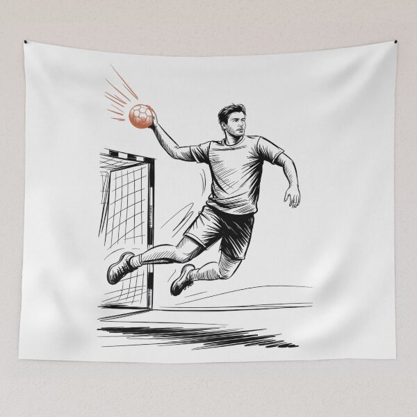 Item preview, Dynamic Handball Player Shot designed and sold by ShadowAndSlate.