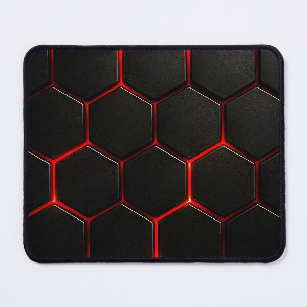 Item preview, Futuristic Hexagon Tech Pattern – Red LED Grid, Dark Sci-Fi Texture designed and sold by PosterFuel.