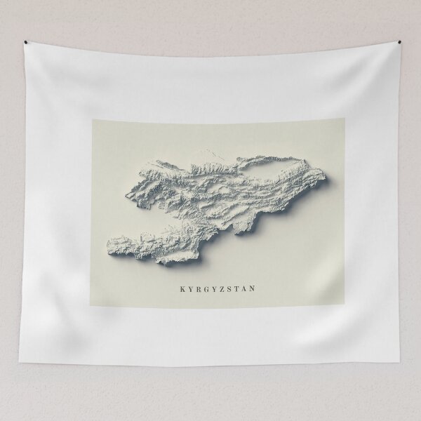 Item preview, Kyrgyzstan Shaded Relief 3D Map digitally-rendered designed and sold by ThinkAboutMaps.