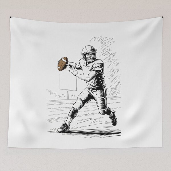Item preview, Dynamic American Football Quarterback Sketch designed and sold by ShadowAndSlate.