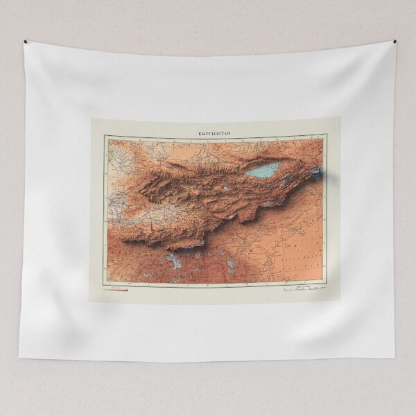 Item preview, 1966 Kyrgyzstan Relief Map 3D digitally-rendered designed and sold by ThinkAboutMaps.