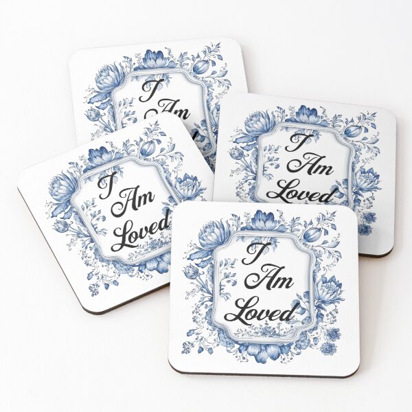 Item preview, I am loved, framed with blue flowers designed and sold by CammiesShop.