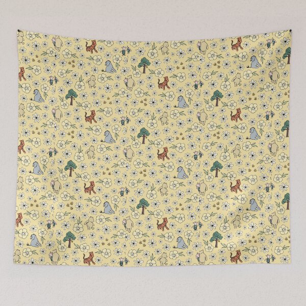 Item preview, Classic Pooh and Friends Floral Soft Yellow designed and sold by KrisInStitches.