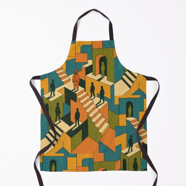 Item preview, Dark Survival Game Maze Art | Masked Player in Retro Stairs Illusion designed and sold by weirdfishes123.