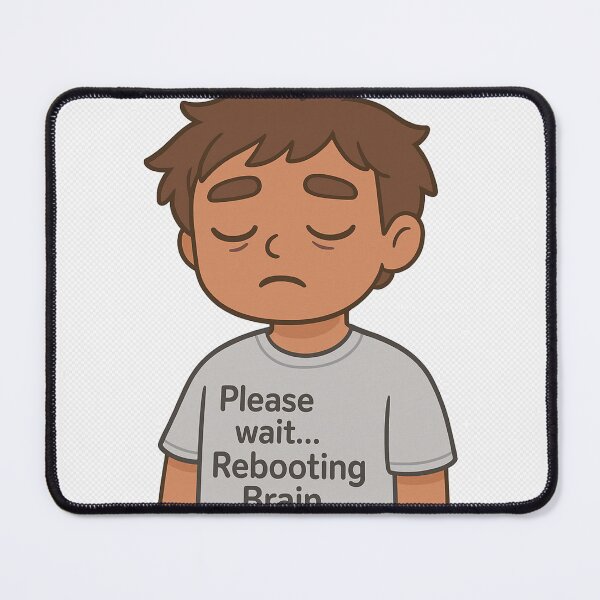 Item preview, Please Wait... Rebooting Brain – Funny Tired Cartoon designed and sold by matari63.