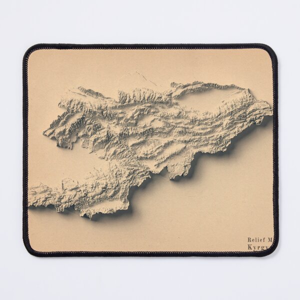 Item preview, Kyrgyzstan Shaded Relief 3D Map digitally-rendered designed and sold by ThinkAboutMaps.