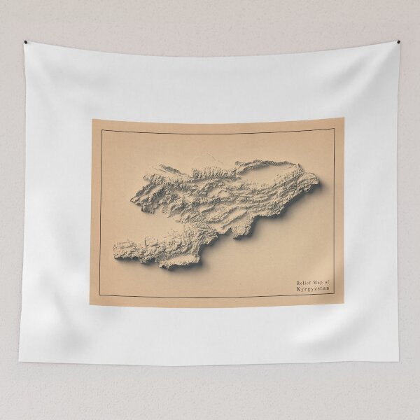 Item preview, Kyrgyzstan Shaded Relief 3D Map digitally-rendered designed and sold by ThinkAboutMaps.