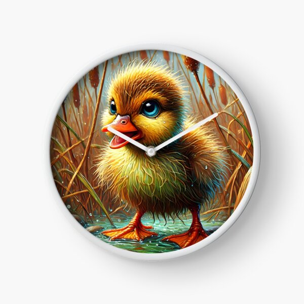 Item preview, Wet Duckling in the Rain – Cute Lake Reed Digital Art designed and sold by EmeraldeaArt.