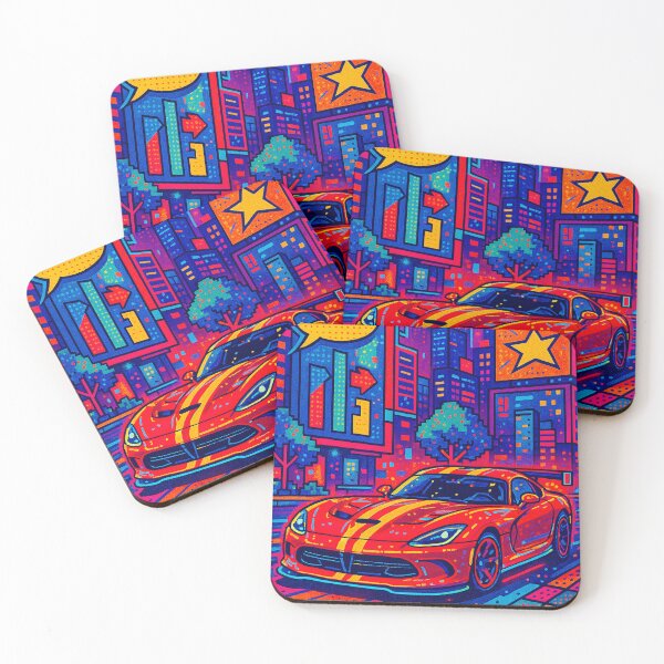 Item preview, Neon Racing Car Dazzles on City Streets designed and sold by RevUpDesign.
