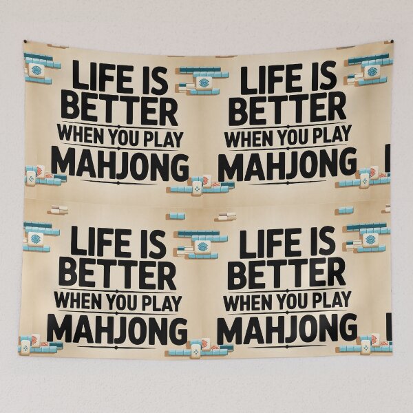 Item preview, Life Is Better When You Play Mahjong – Beige Minimalist Design designed and sold by EmeraldeaArt.