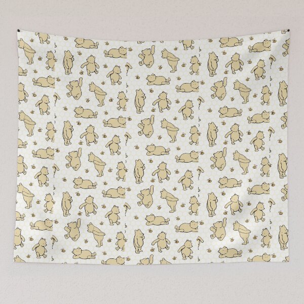 Item preview, Classic Pooh and Bees on Soft Yellow Honeycomb designed and sold by KrisInStitches.