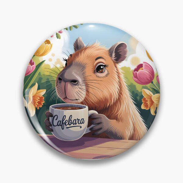 Item preview, Cafebara – Cute Capybara Girl Coffee Time Spring Mug Design designed and sold by EmeraldeaArt.