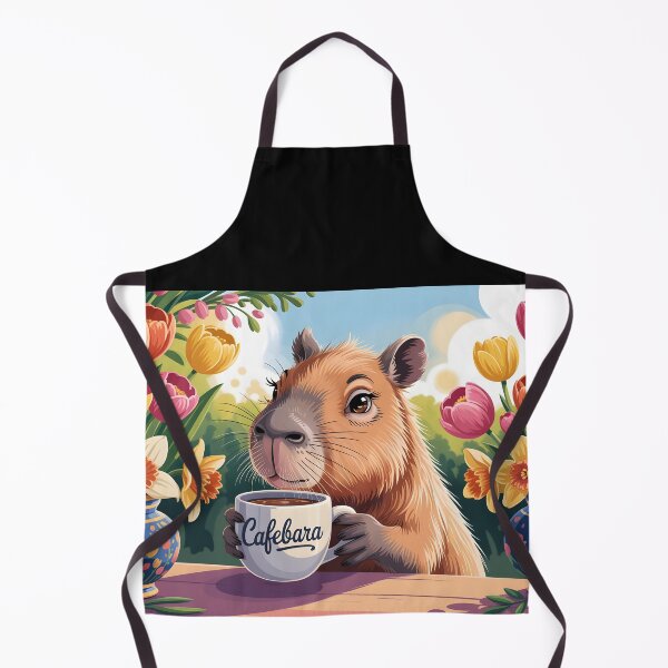 Item preview, Cafebara – Cute Capybara Girl Coffee Time Spring Mug Design designed and sold by EmeraldeaArt.