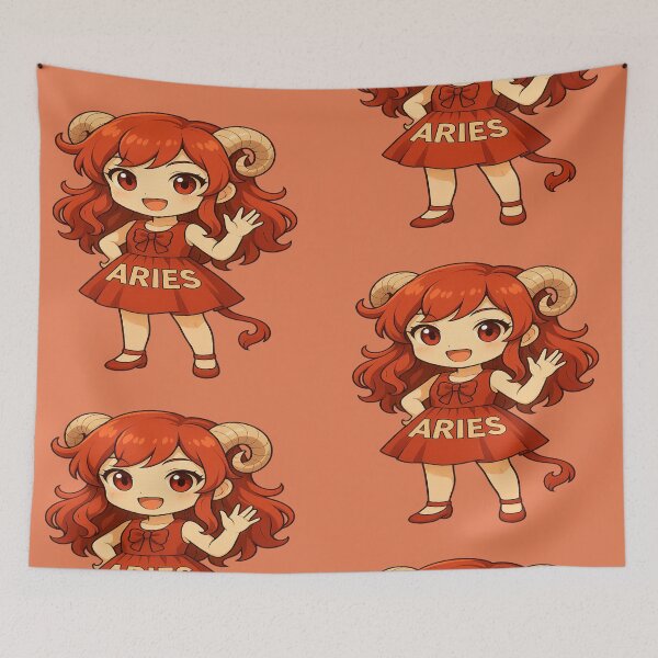 Item preview, Chibi Aries Zodiac Girl – Cute Anime Style Astrology Sticker designed and sold by DekuButFunny.