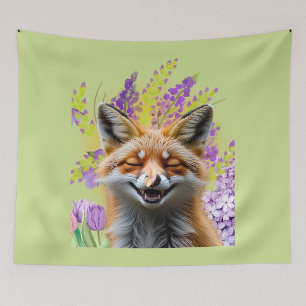 Item preview, adorable fox among purple flowers designed and sold by lunadesignsmoon.