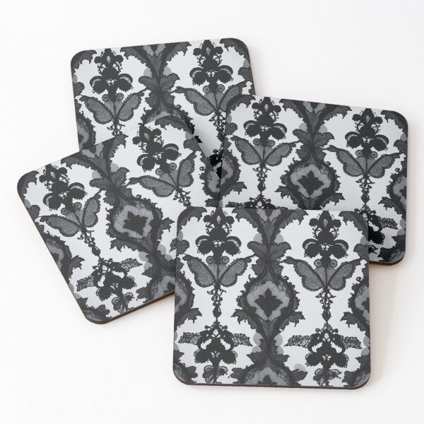 Item preview, Black Victorian Lace Pattern on Gray – Gothic Romantic Design designed and sold by dreamparlor.