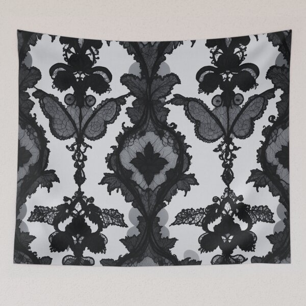Item preview, Black Victorian Lace Pattern on Gray – Gothic Romantic Design designed and sold by dreamparlor.