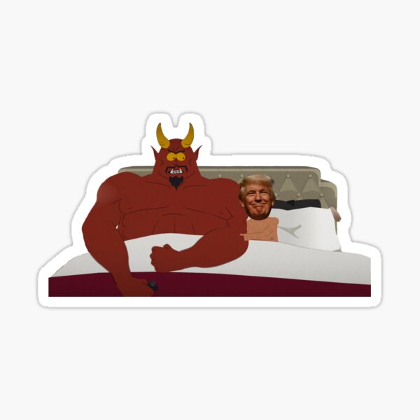 Vista previa del artículo con la obra «Trump en la cama con Satanás», diseñado y vendido por Metro Bionic.