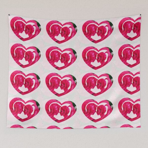 Item preview, You and me heart shape inside portrait with red flower designed and sold by wallartofmio.