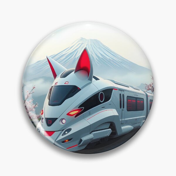 Item preview, Futuristic Cat-Eared Train – Photoreal Sakura Mountain Scene designed and sold by EmeraldeaArt.