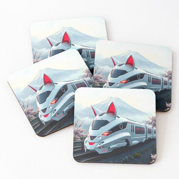 Item preview, Futuristic Cat-Eared Train – Photoreal Sakura Mountain Scene designed and sold by EmeraldeaArt.