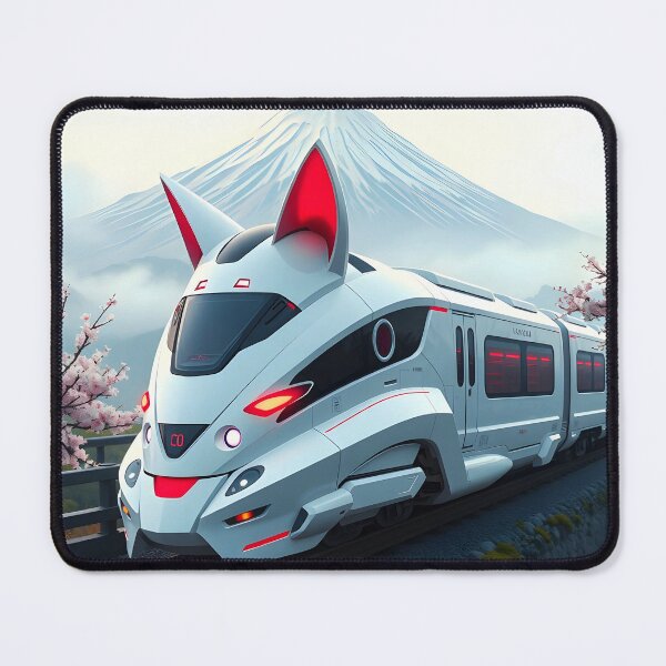 Item preview, Futuristic Cat-Eared Train – Photoreal Sakura Mountain Scene designed and sold by EmeraldeaArt.