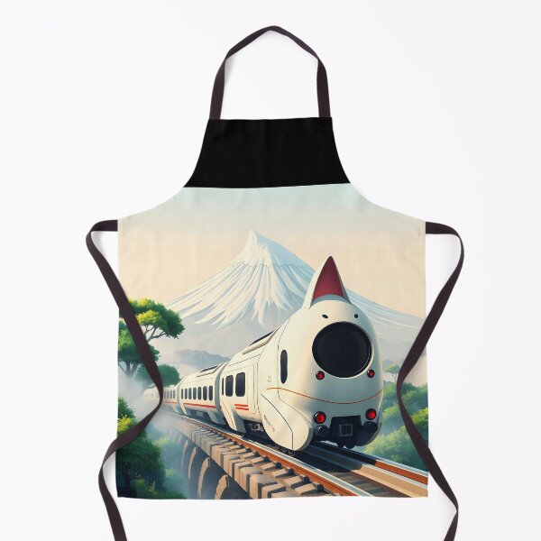 Item preview, Futuristic Train Emerging from Fog – Anime-Inspired Mountain Landscape designed and sold by EmeraldeaArt.