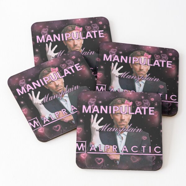 Item preview, House M.D. Manipulate Mansplain Malpratice Hearts Black Background designed and sold by Mini-Flags.