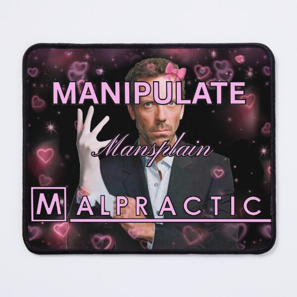 Item preview, House M.D. Manipulate Mansplain Malpratice Hearts Black Background designed and sold by Mini-Flags.