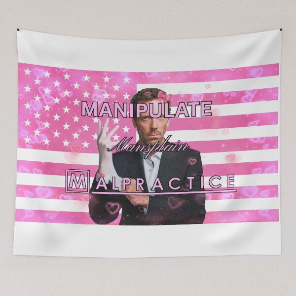 Item preview, House M.D. Manipulate Mansplain Malpratice Hearts Pink American Flag designed and sold by Mini-Flags.