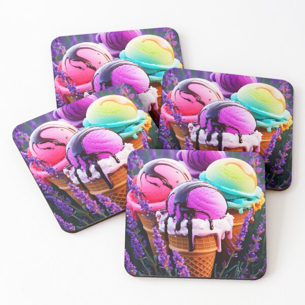 Item preview, Colorful Ice Cream Cones with Lavenders – Kitchen or Coffee Shop Decor designed and sold by EmeraldeaArt.
