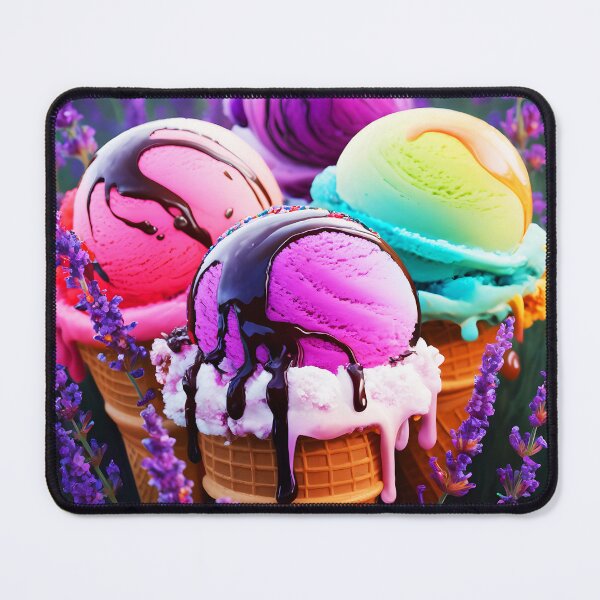Item preview, Colorful Ice Cream Cones with Lavenders – Kitchen or Coffee Shop Decor designed and sold by EmeraldeaArt.