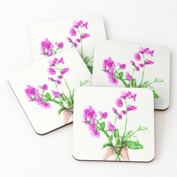 Item preview, Perennial Sweet Pea Floral Shadow Art in Watercolour Pens designed and sold by LymphomaLass.