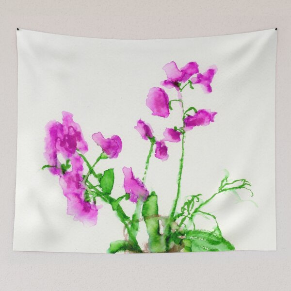 Item preview, Perennial Sweet Pea Floral Shadow Art in Watercolour Pens designed and sold by LymphomaLass.