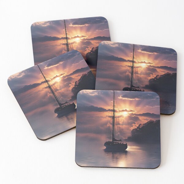 Item preview, Nautical Sailboat Beautiful Sun in Clouds Smooth Water designed and sold by Stephanie Laird.