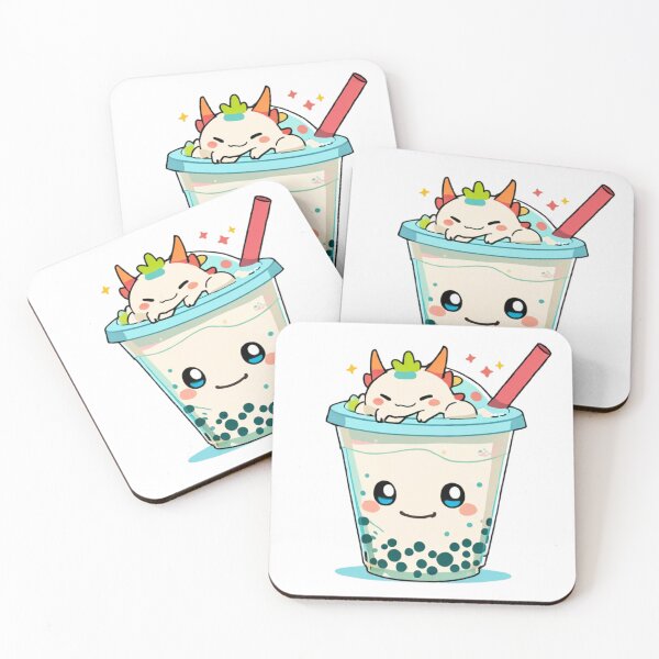 Item preview, Tiny-Curled Dragon Chibi Sticker │ Mini Dragon Wrapped Around Oversized Straw Vinyl Decal designed and sold by ChibiFusion.