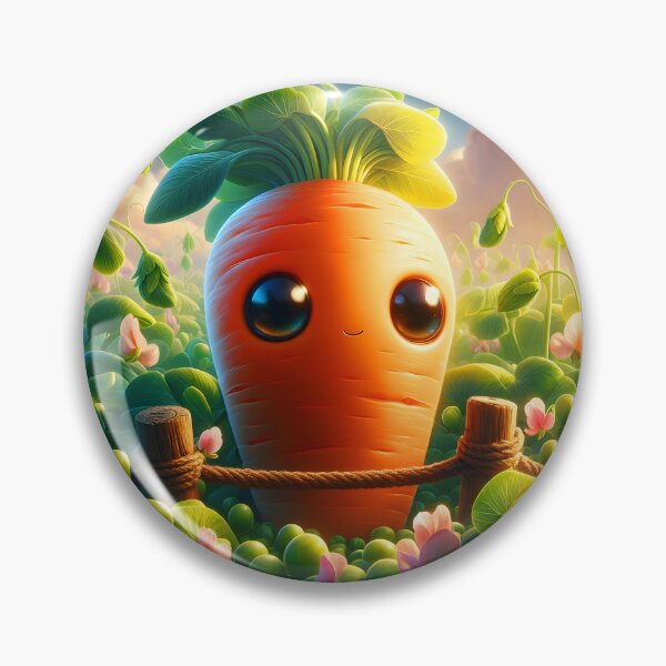 Item preview, Kawaii Carrot in Garden – Cute Sunset Cartoon Digital Art designed and sold by EmeraldeaArt.