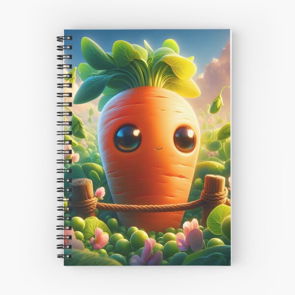 Item preview, Kawaii Carrot in Garden – Cute Sunset Cartoon Digital Art designed and sold by EmeraldeaArt.