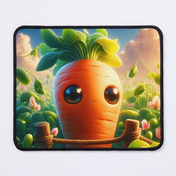 Item preview, Kawaii Carrot in Garden – Cute Sunset Cartoon Digital Art designed and sold by EmeraldeaArt.