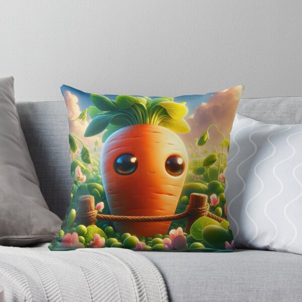 Item preview, Kawaii Carrot in Garden – Cute Sunset Cartoon Digital Art designed and sold by EmeraldeaArt.